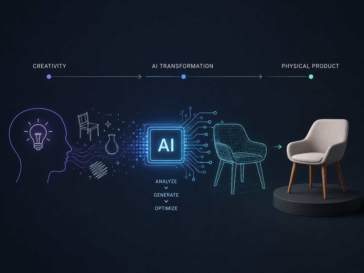 AI将创意转化为实体产品的概念插图