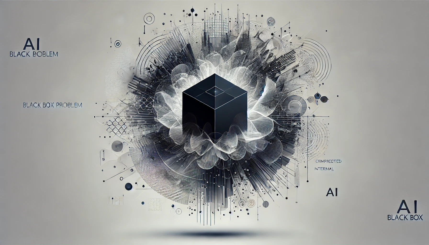 AI黑盒问题的概念性插图,语义空间坍塌的抽象可视化