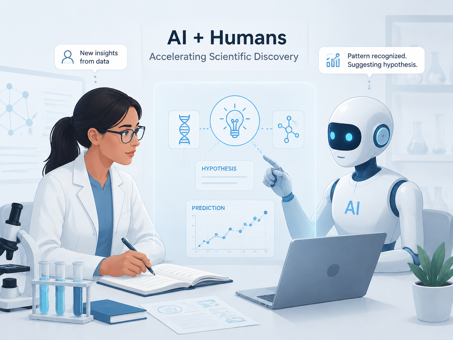 AI作为科学发现伙伴的概念插图