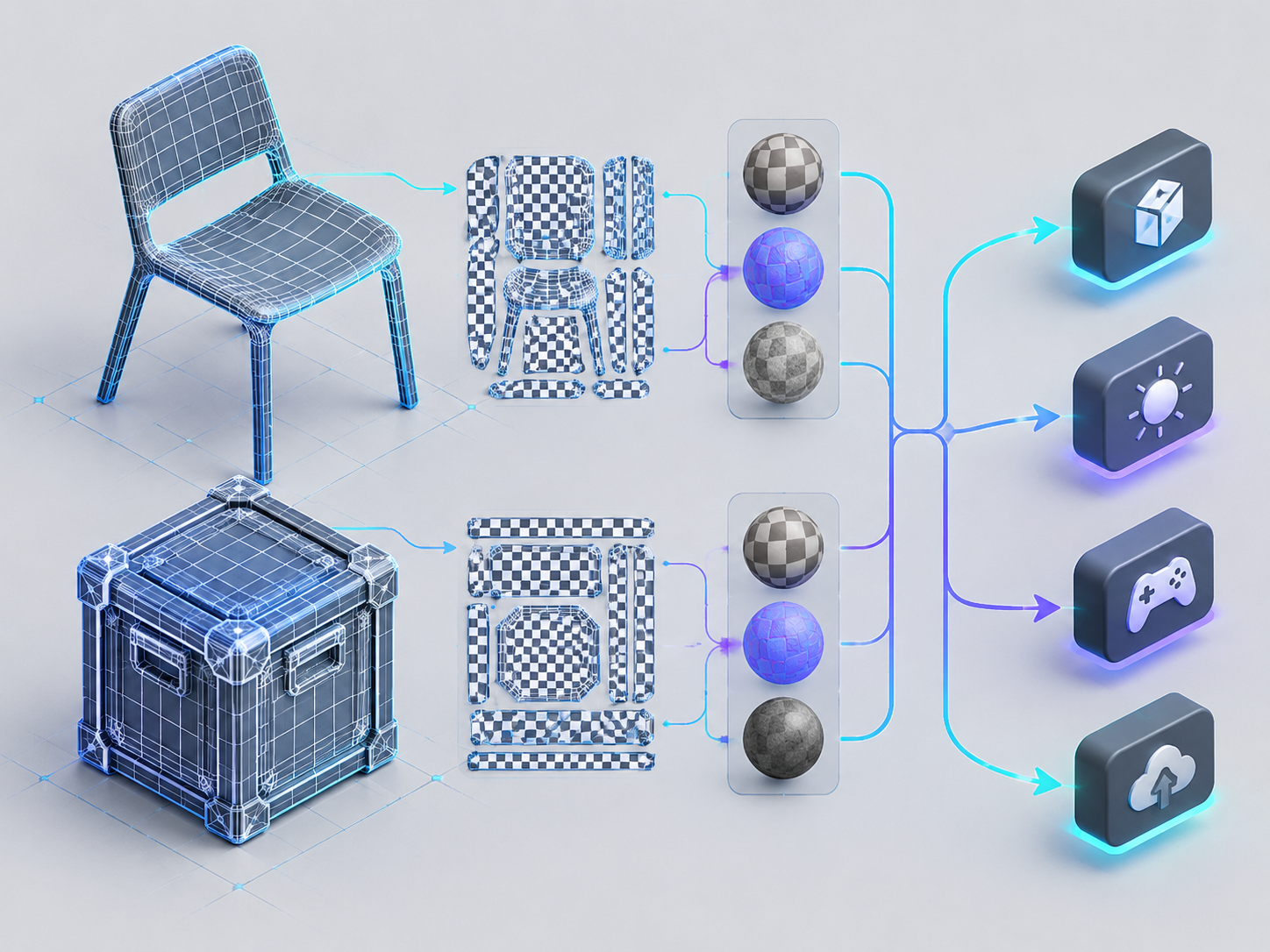 生产级3D生成与管线的概念图
