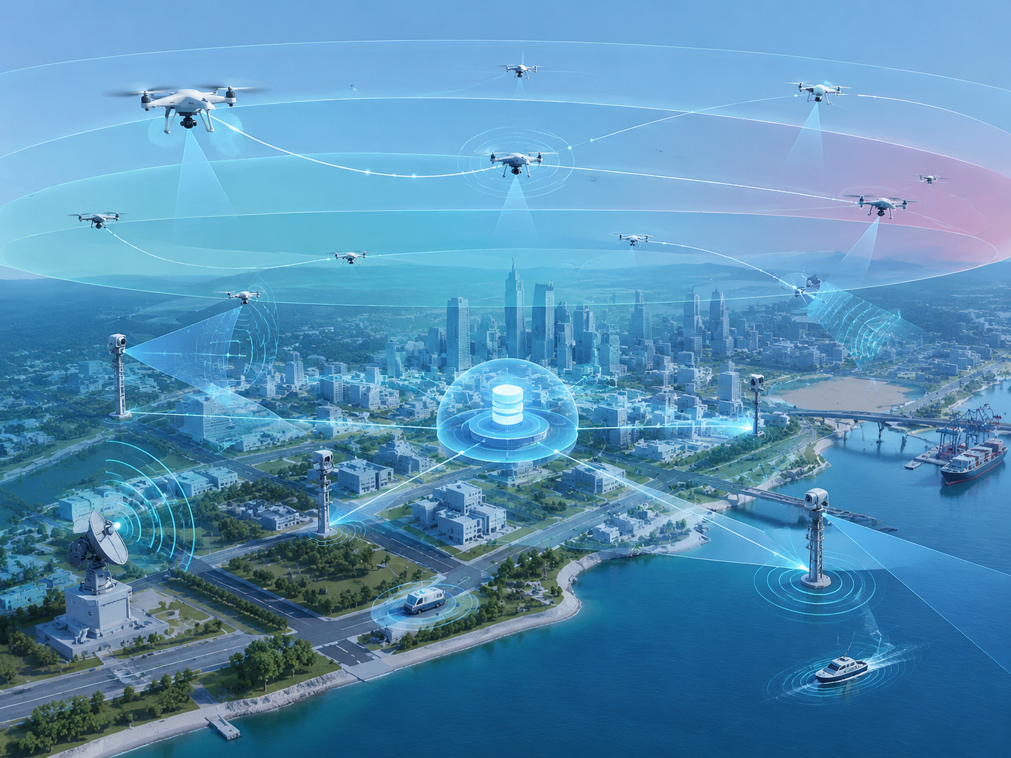 低空安全的城市级感知与空域管控示意图